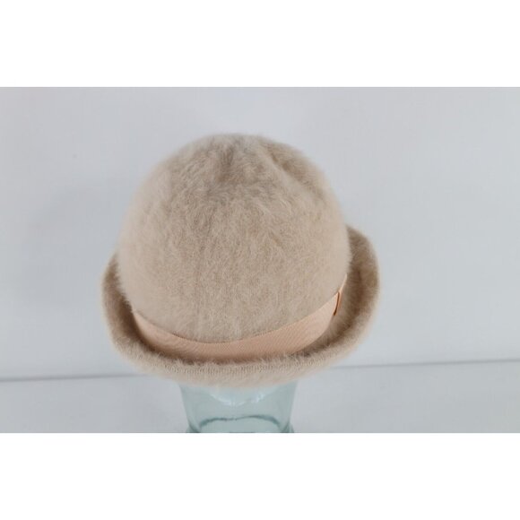 Vtg 90s Kangol Furgora Shag Angora Wool Blend Bowler Hat Cap Womens L Blush Pink main image 5